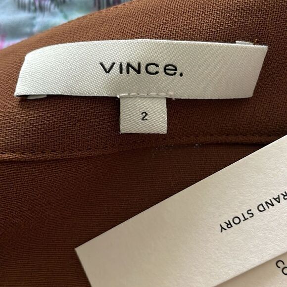 New Vince Asymmetrical Caramel Midi Skirt - Picture 4 of 6